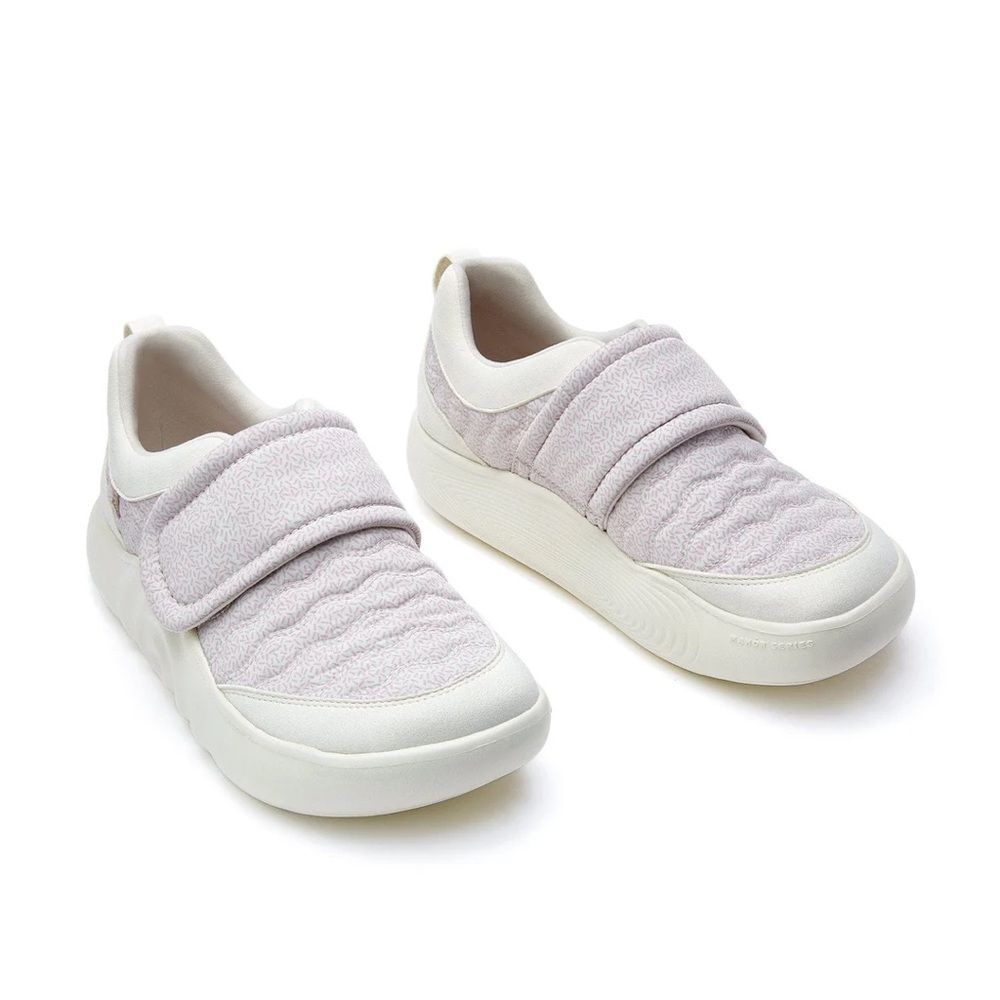 UIN Women's Slip On Walking Shoes Comfort Sneaker (Vanilla White Mahon 8)
